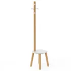 1014257-668 - PILLAR coat rack with stool, white/natural