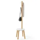 1014257-668 - PILLAR coat rack with stool, white/natural