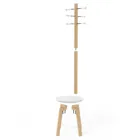 1014257-668 - PILLAR coat rack with stool, white/natural