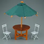 001.814/8 - Garden table with umbrella, miniature in 1:12 scale