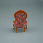 001.862/1 - Upholstered armchair red, miniature in 1:12 scale