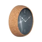 3509GS - Wall Clock "Cork", Cork/Glass, Grey, Ø 30 cm