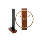 5226BR - Table/Wall Clock "Carl Small", Wood/Steel, Brown, 34 x 27 cm