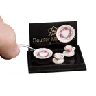 2 coffee set, rose ribbon