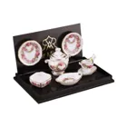 001.577/6 - Miniature, Dining Service for 2 Persons Rose Ribbon