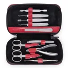 TR600R.0103 - 10-piece manicure case manicure set red leather