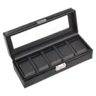 1115.0104N04 - Watch case for 5 watches black exclusive black leather