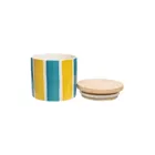 POR633 - Storage jar STRIPES 7.8 cm, yellow/blue