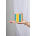 POR633 - Storage jar STRIPES 7.8 cm, yellow/blue