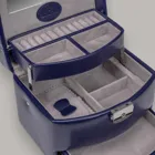 Windrose Automatik-Schmuckkoffer Merino dunkelblau