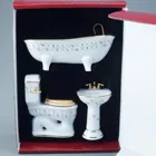 001.751/4 - Bathroom Set "Checker Gold", 3-piece, miniature