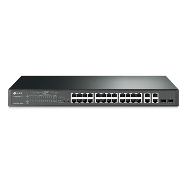 TP-LINK - T1500-28PCT - 24x 10/100 Mbit/s, 4x 1000 Mbit/s, 2x SFP-Combo, 180 W PoE