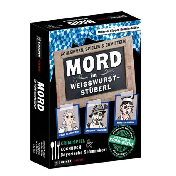gmeiner - 581611 - Mord im Weißwurststüberl, card game, 5-8 players, from 14 years (DE edition)