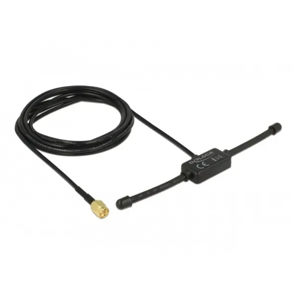 Delock - 89495 - ISM Omni Antenna - 433 MHz, SMA plug, 3 dBi, adhesive mounting, fixed, black