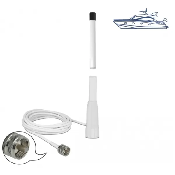 Delock - 12577 - Marinefunk 156-163 MHz Antenne UHF Stecker 6 dBi 225 cm omnidirektional RG-58 U outdoor