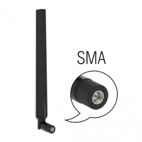 Delock - 12635 - 5G LTE Antenne SMA Stecker -1,9 - 2,3 dBi omnidirektional, Kippgelenk