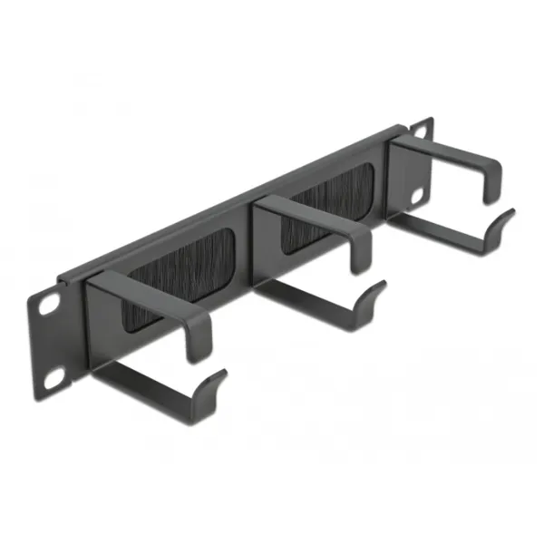 Delock - 66487 - 10" Kabelmanagement Bürstenleiste mit 3 Bügeln 1 HE schwarz