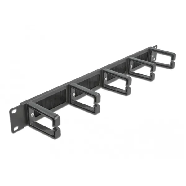Delock - 66490 - 19" Cable Management Brush Strip with 5 hooks 1U black