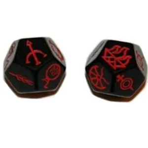 Ulisses Spiele - US14010 - DSA: Götterwürfel (W12) - Schwarz/Rot (DE-Ausgabe)