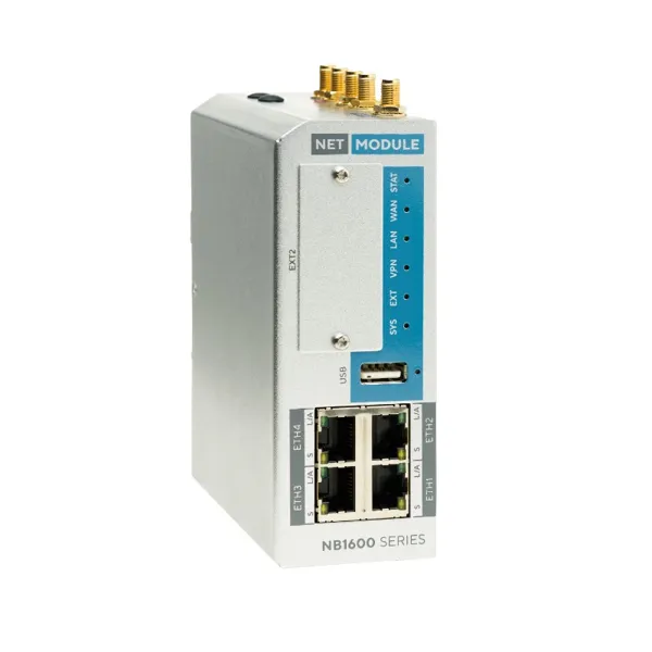 NetModule AG - NB1601-LWWTSC-G - Industrierouter mit LTE + WLAN + BT / BLE + 4x ETH + RS-232/485 + DIO + GNSS