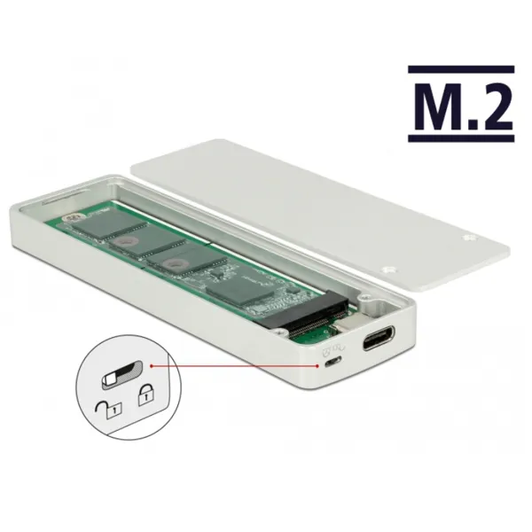 Delock - 42599 - Externes Gehäuse M.2 Key B 42/60/80 mm SSD > USB Type-C 3.1 Gen 2 Buchse Schreibschutz