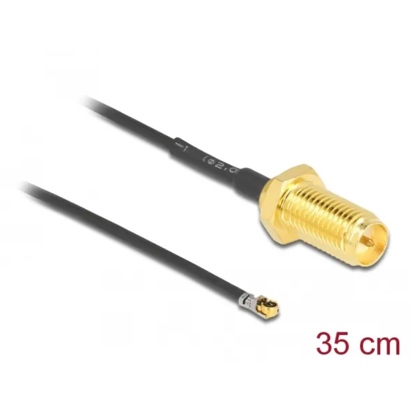 Delock - 12658 - Antennenkabel RP-SMA Buchse zum Einbau zu MHF(R) 4L LK Stecker 1.37 35 cm Gewindelänge 10 mm