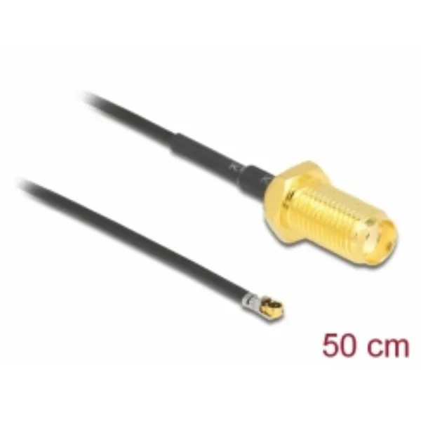 Delock - 12666 - Antennenkabel SMA Buchse zum Einbau zu MHF(R) 4L LK Stecker 1.37 50 cm Gewindelänge 10 mm