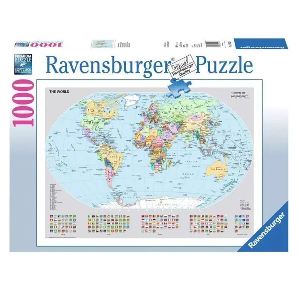 Ravensburger AG - 12000065 - Puzzle: Politische Weltkarte, 1000 Teile (DE-Ausgabe)