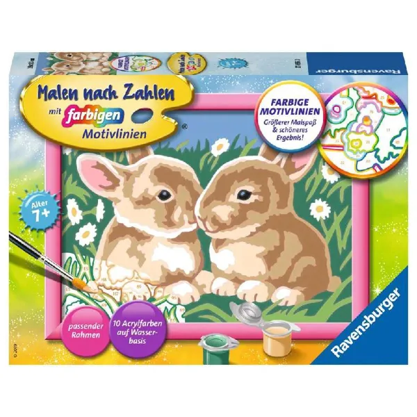 Ravensburger AG - 27695 - Painting by numbers: cute rabbits, ages 7 and up