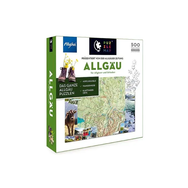 gmeiner - 88019 - PuzzleMap: Allgäu - Puzzle, 500 Teile (DE-Ausgabe)