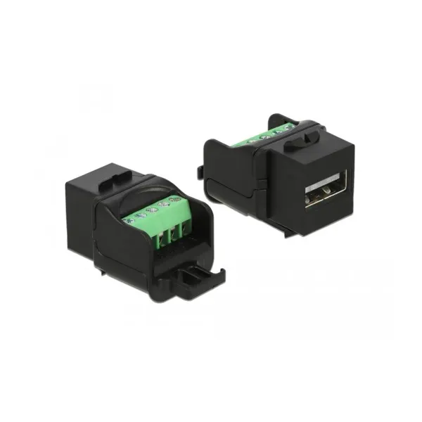 Delock - 86386 - Keystone Modul - USB 2.0 A Buchse zu Terminalblock, schwarz
