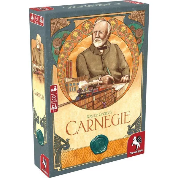 Pegasus Spiele - 57007G - Carnegie - Brettspiel, für 1 bis 4 Spieler ab 12 Jahren (DE/EN-Ausgabe)