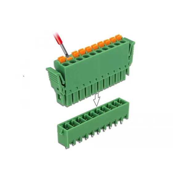 Delock - 65976 - Terminalblock Set für Platine 10 Pin 3,81 mm Rastermaß vertikal