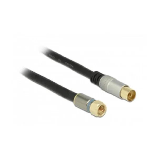 Delock - 88964 - Delock antenna cable, F plug  > IEC plug , RG-6/U, quad shield, 7.5 m, black Premium
