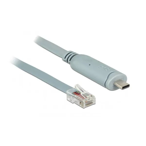 Delock - 89893 - Delock Adapter USB 2.0 Type-C™ male > 1 x Serial RS-232 RJ45 male, 1.0 m, grey