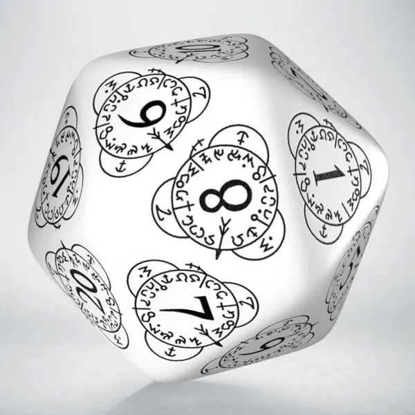Q-Workshop - 20LEV02 - D20 Level Counter white & black Die (1)