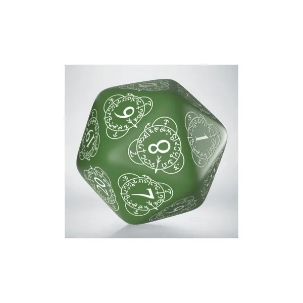 Q-Workshop - 20LEV04 - D20 Level Counter green & white Die (1)