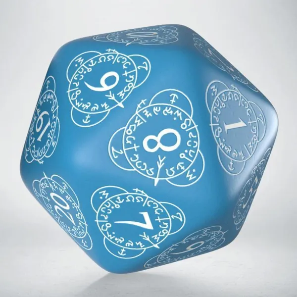 Q-Workshop - 20LEV06 - D20 Level Counter blue & white Die (1)