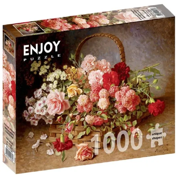 ENJOY Puzzle - ENJOY-1530 - A Basket of Roses and Carnations, Puzzle , 1000 pieces