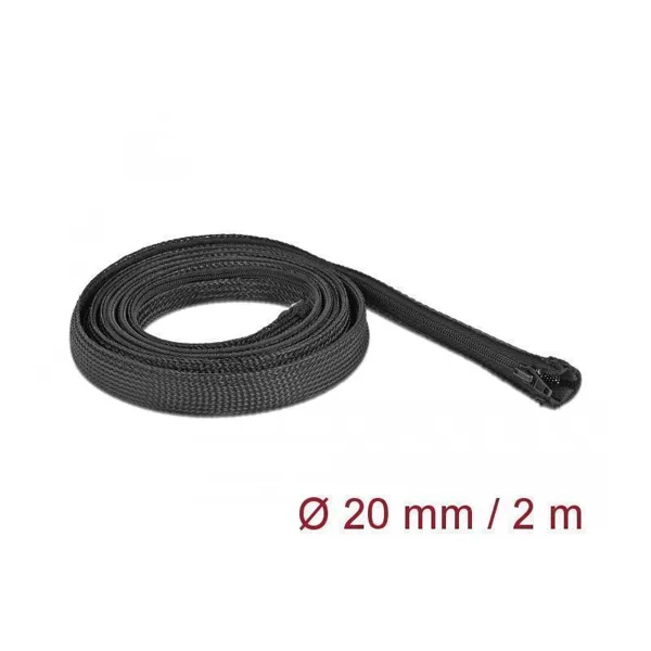 Delock Geflechtschlauch 10 M X 32 Mm – Mit Klettverschluss, Schwarz, Hitzebeständig Bis 125 °C, Zum Kabelbündeln