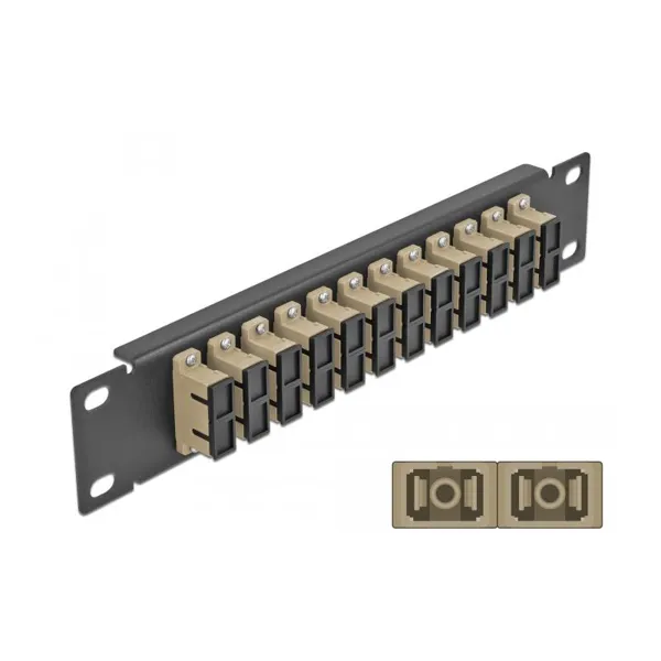 Delock - 66773 - 10 Zoll LWL Patchpanel 12 Port SC Duplex beige 1 HE schwarz