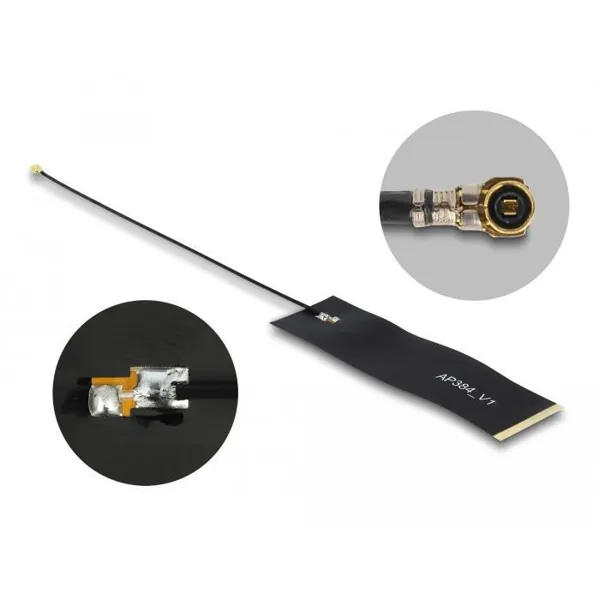 Delock - 12648 - LoRa antenna 863 - 928 MHz MHF® 4 connector 1,68 dBi 15 cm 1.13 FPC black adhesive