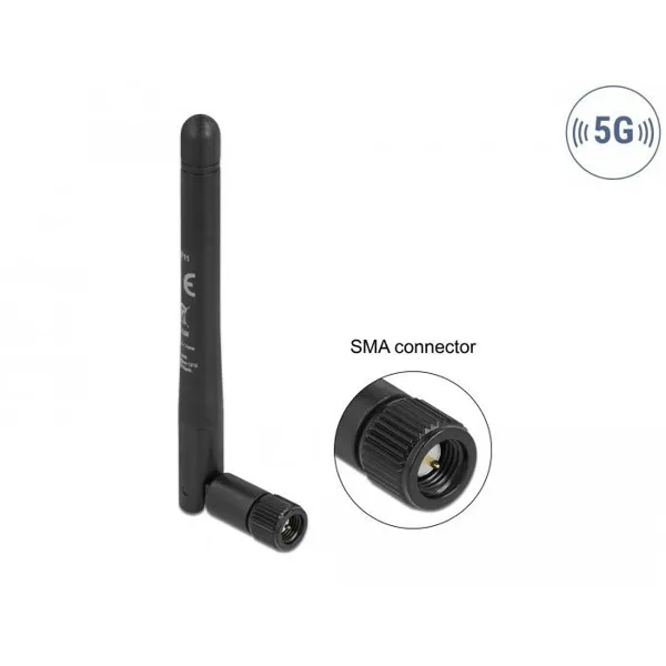 Delock - 12711 - 5G 3.3 - 5.0 GHz antenna SMA connector -1.0 - 4.5 dBi 10.9 cm omnidirectional, black
