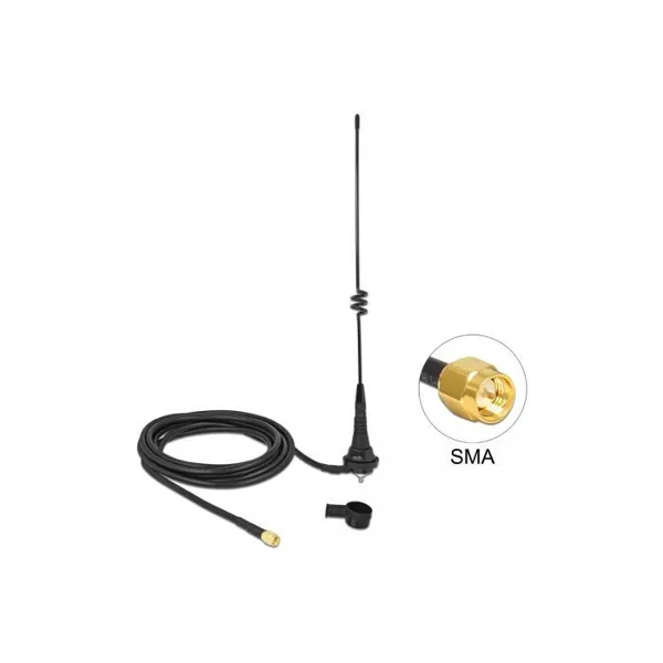 Delock - 12722 -  LPWAN 868 MHz antenna SMA 4.5 dBi rigid omni with connection cable. RG-58 C/U 2.5 m outdoor black