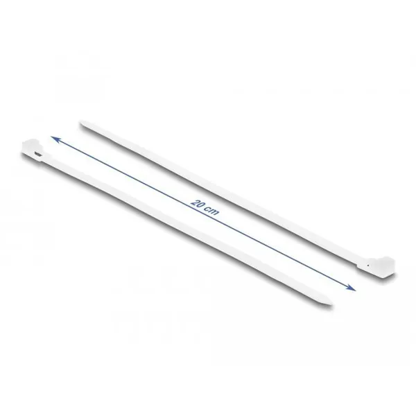 Delock - 18642 - Kabelbinder wiederverwendbar L 200 x B 4,8 mm, 100 Stück, weiß