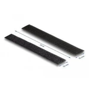 Delock - 20851 - Strapazierfähiges Klettband mit Haft- und Flauschband L 15 m x B 25 mm schwarz