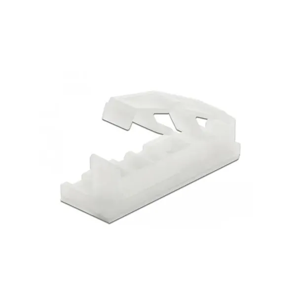 Delock - 60179 - Flachbandkabelhalter mit Verschlussclip selbstklebend schraubbar natur 10 Stück
