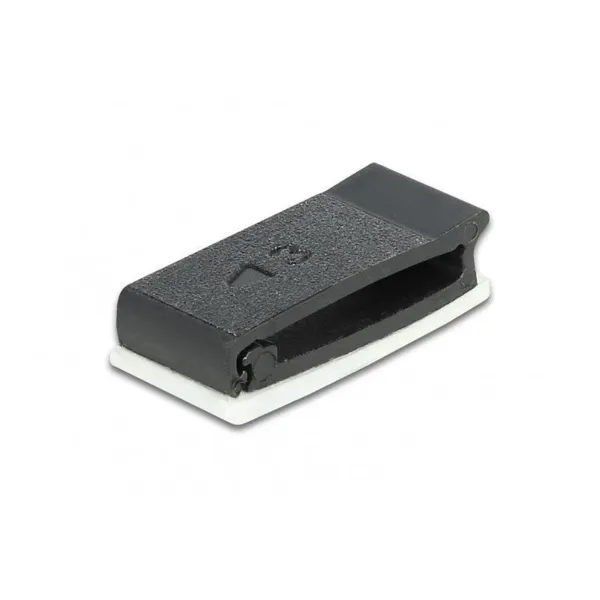 Delock - 60185 - Cable holder with closure clip self-adhesive, black, 10 pcs.