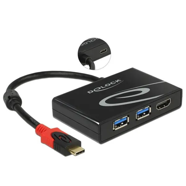 Delock - 62854 - USB 3.1 Gen 1 Adapter USB Type-C Stecker > 2 x USB 3.0 Typ-A Buchse + 1xHDMI Buchse