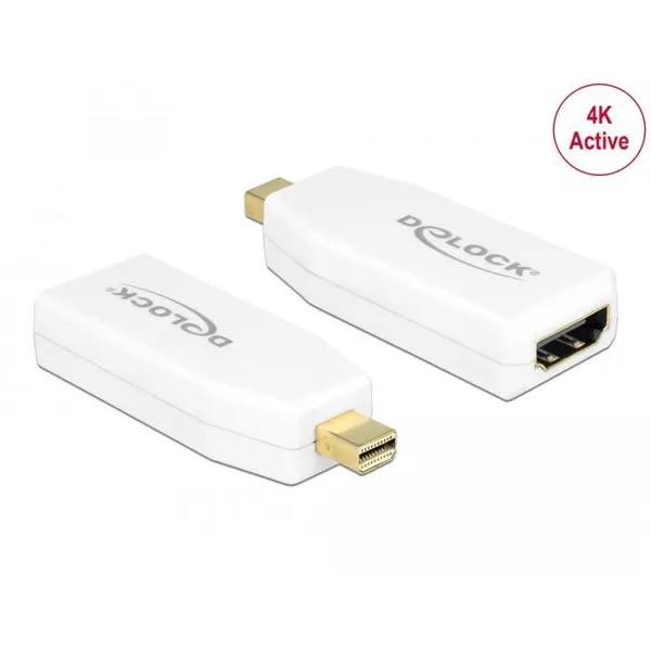 Delock - 65582 - Adapter mini DisplayPort 1.2 Stecker > HDMI Buchse 4K Aktiv weiß